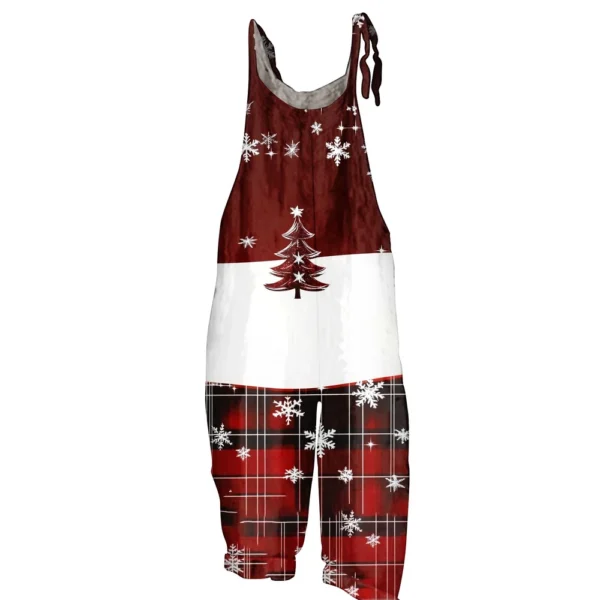 Women's Shoulder Strap Vintage Casual Print Christmas Jumpsuit Loose - Image 23