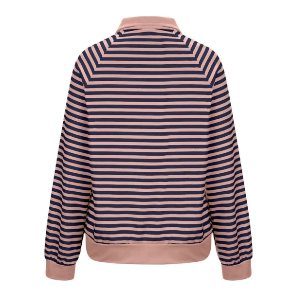 Women's Loose Casual Striped Lapel Cardigan Pocket Long Sleeved Jacket fall - Image 3
