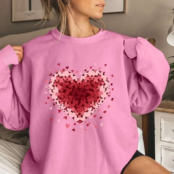 Women's T-shirt Tops Loose, Fashionable And Casual  Valentine's Day Print Round - Image 28