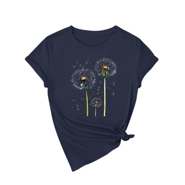 Women's Loose Daily Casual Round Neck Short Sleeved Fashion Printed T-Shirt - Image 26