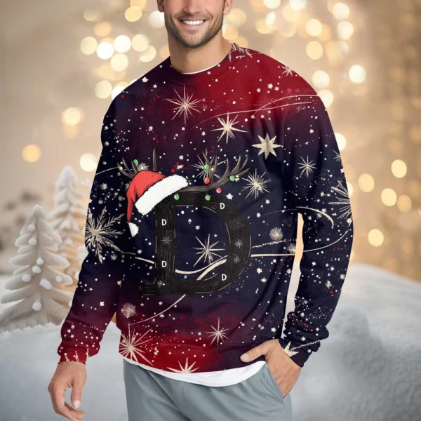 Men's Casual Fashion Comfortable Christmas Printed Round Neck Pullover - Image 34