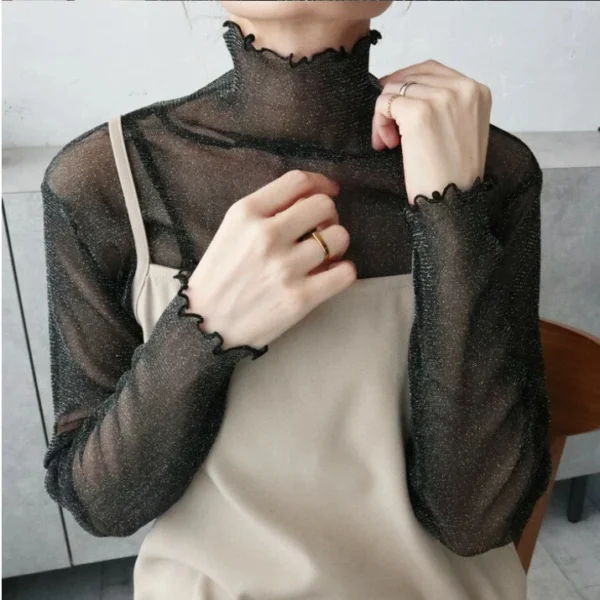 Women's perspective long-sleeved turtleneck bottoming shirt - Image 7