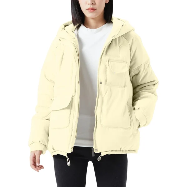 Women's Casual Warm Versatile Large Collar Solid Color Thickened Cotton Coat - Image 16