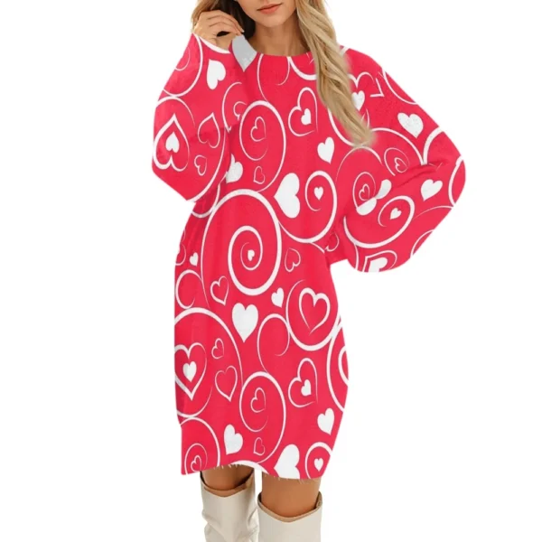 Women's Round Neck Casual Long Sleeve Valentine's Day Plush Gradient Plaid - Image 29