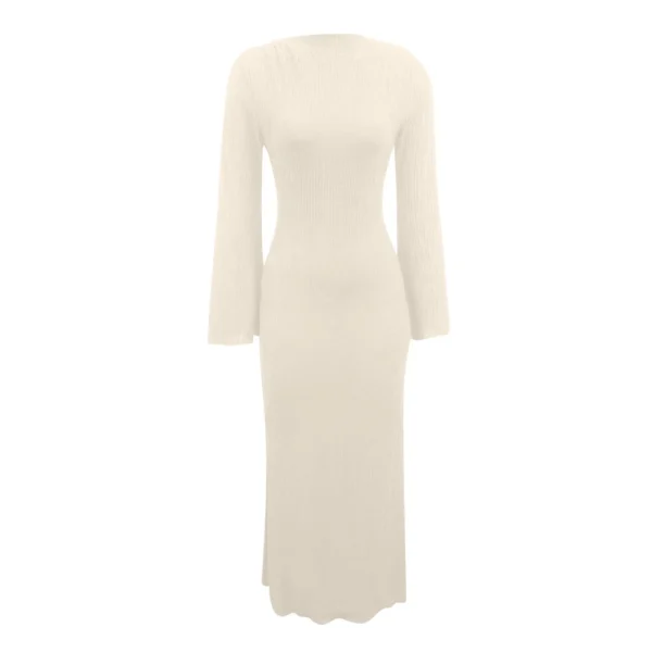 Women's Fall Dresses 2024 Maxi Dresses Solid Flare Sleeve Dress Bodycon Dresses - Image 11