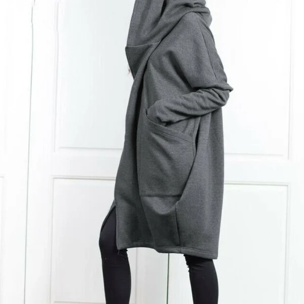 Hooded pocket hoodie zipper coat for women - Image 10