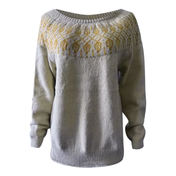 Women's Fashionable Casual Printed Round Neck Pullover Loose Long Sleeved - Image 12