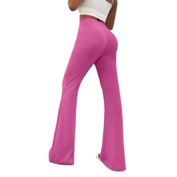 Womens Fashion Stripe Loose Solid Sweatpants Casual Trousers Bell Bottom Yoga - Image 3