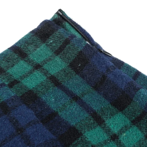 Womens High Waist Plaid Skirt Bodycon Pencil Wool Mini Skirts - Image 3