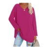 Women's shirt loose collar solid color women's top - Image 37