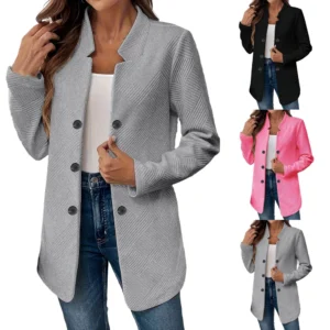Women's Solid Color Medium Long Casual Cardigan Knitted With Loose Sweater Coat