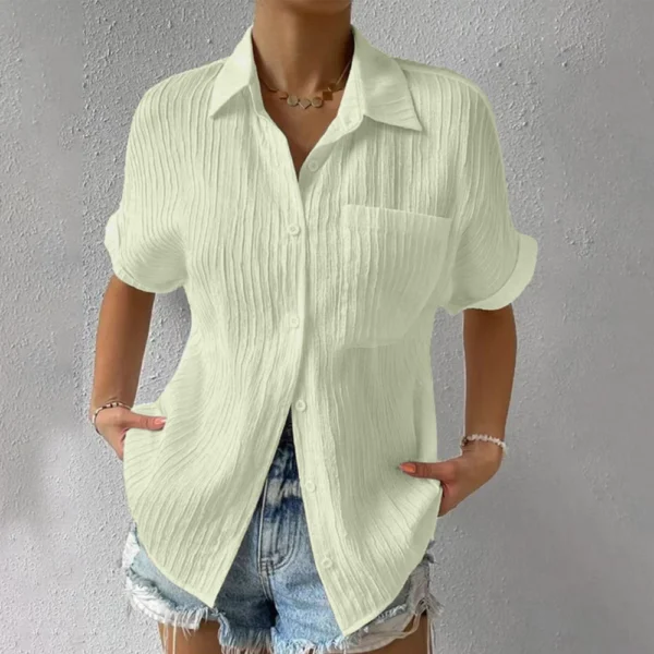 Women's Patchwork Pocket Solid Color Temperament Casual Lapel With Shoulder - Image 22