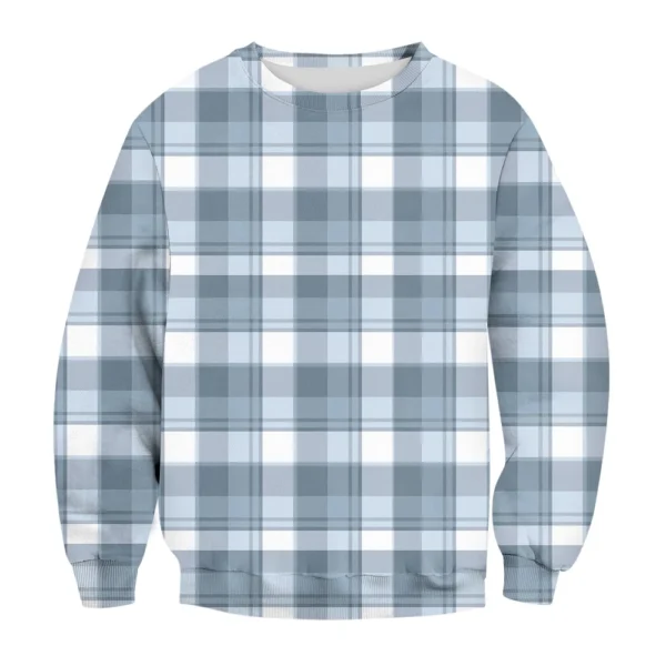 Men's Casual Fashion Comfortable Plaid Round Neck Pullover Sweatshirt Sweatshirt - Image 11