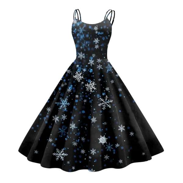 Women's Gothic Cocktail Punk Strapless Printed Christmas Sexy Dress Fashion - Image 13