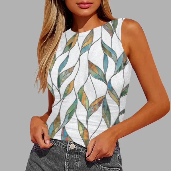 Women's Sleeveless Pleated Vest Shirt Top - Image 43