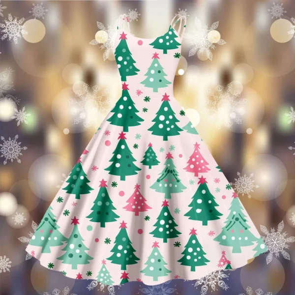 Women's Fashion Punk Strapless Gothic Cocktail Christmas Sexy Dress Printed - Image 19