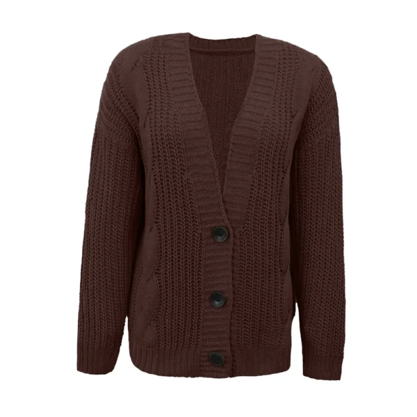 Women's Fashion V-neck Knitted Twisted Cardigan European And American - Image 9