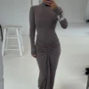 Women's sexy solid color temperament dress - Image 3