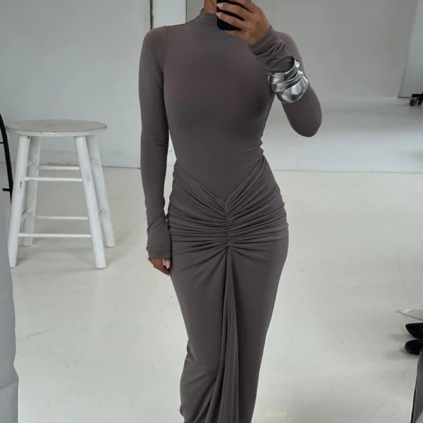 Women's sexy solid color temperament dress - Image 3