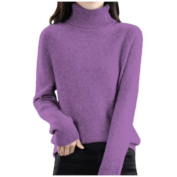 Women's Fashion Wool Long-Sleeved Sweater With Shoulder Insert Solid Color - Image 3