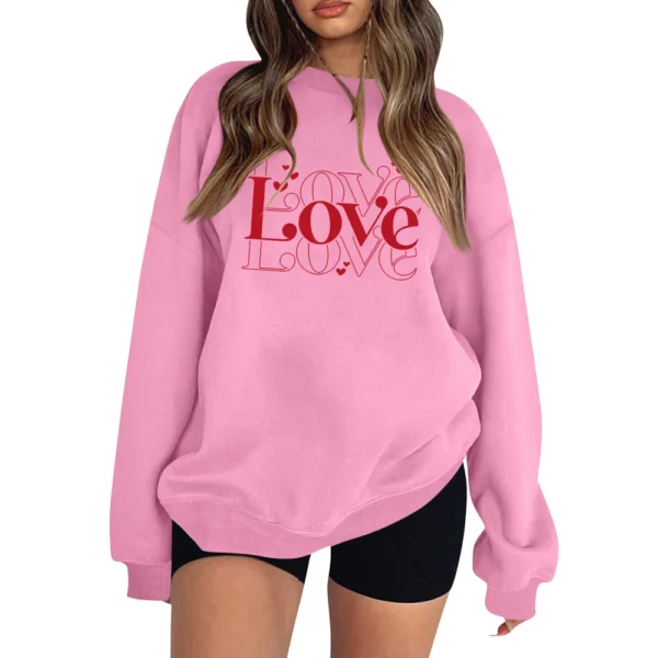 Women's T-shirt Tops Loose, Fashionable And Casual  Valentine's Day Print Round - Image 29