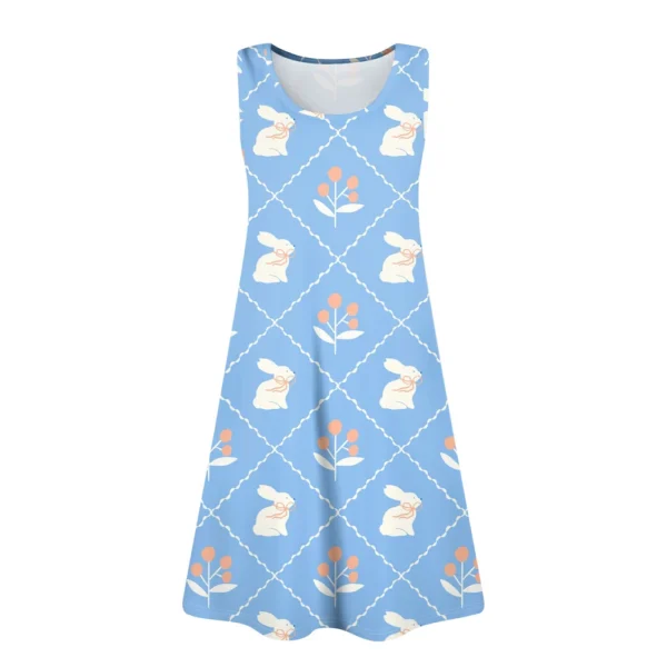 Womens Summer Dresses Easter Print  Loose U Neck Sleeveless Sundresses Dress - Image 12