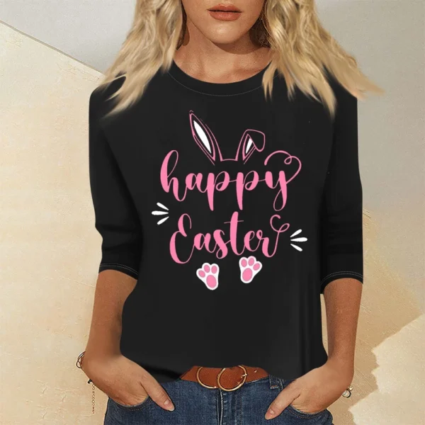 Women's Tops Basic Casual Printed 3/4 Sleeve Plus Size Easter Fashion Pullover - Image 13