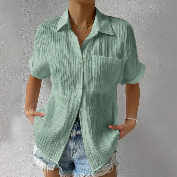 Women's Patchwork Pocket Solid Color Temperament Casual Lapel With Shoulder - Image 19