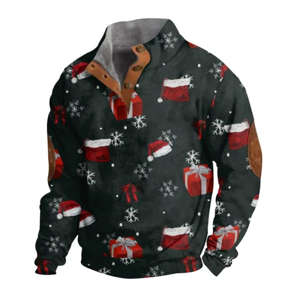Men's Buttoned Sweatshirt With European And American Autumn/winter Printed Long - Image 19
