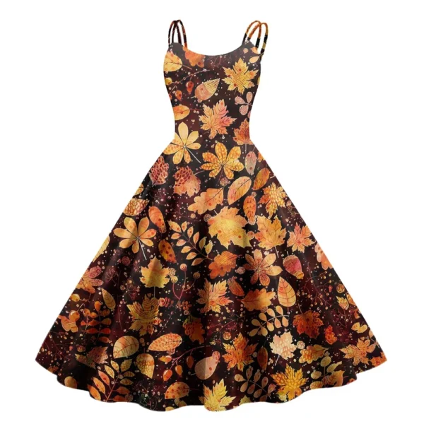 Women's Printed Strapless Gothic Cocktail Fashion Sexy Christmas Dress Punk - Image 32