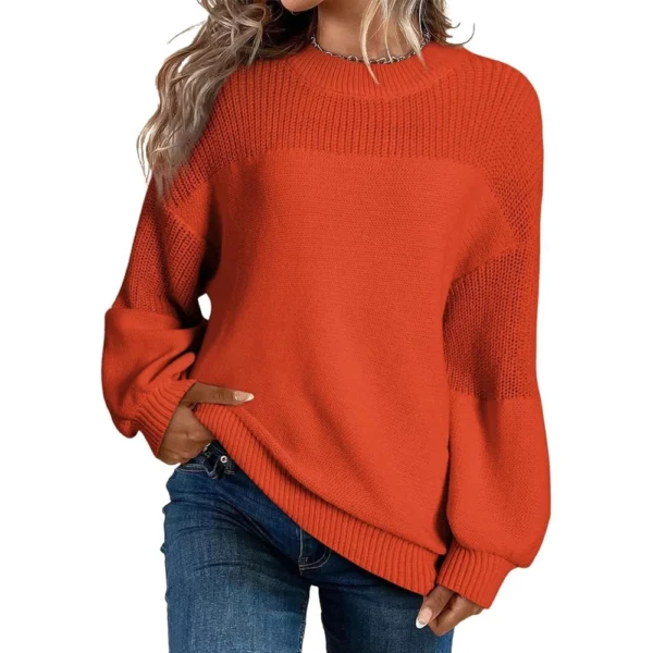 Women's Long Sleeve Winter Season Sweater Sweater Knitted Pullover Round Neck - Image 28
