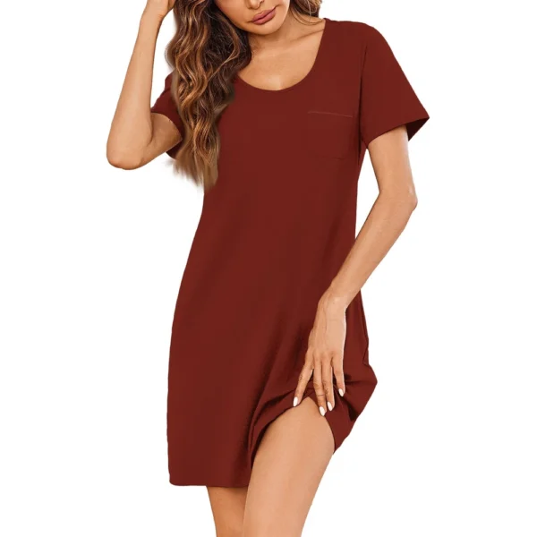 Womens Summer Dresses Short Sleeve Linen Casual T-Shirt Dresses Swing Beach - Image 2