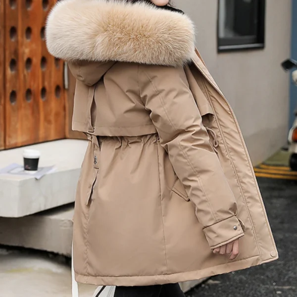 Women's Casual Warm Versatile Large Collar Solid Color Thickened Cotton Coat - Image 22
