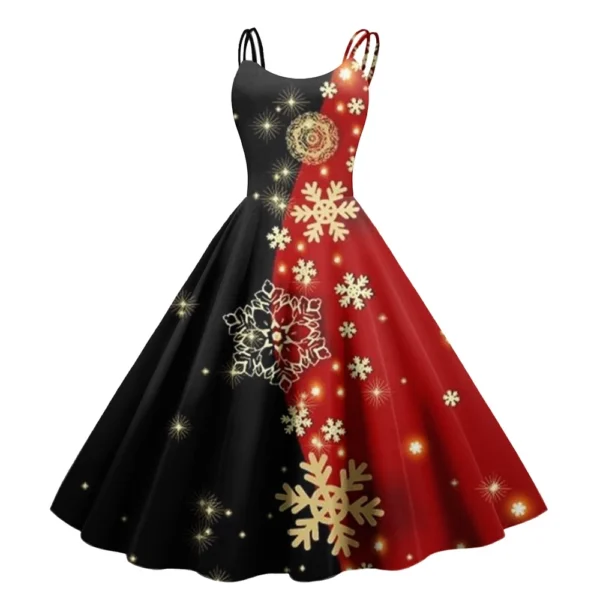 Women's Strapless Punk Sexy Gothic Cocktail Fashion Printed Dress Christmas - Image 31