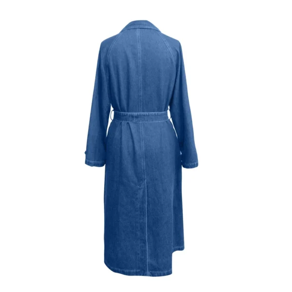 Fall  And Winter Women's Windbreaker Denim Cotton Solid Color Double Pockets - Image 7