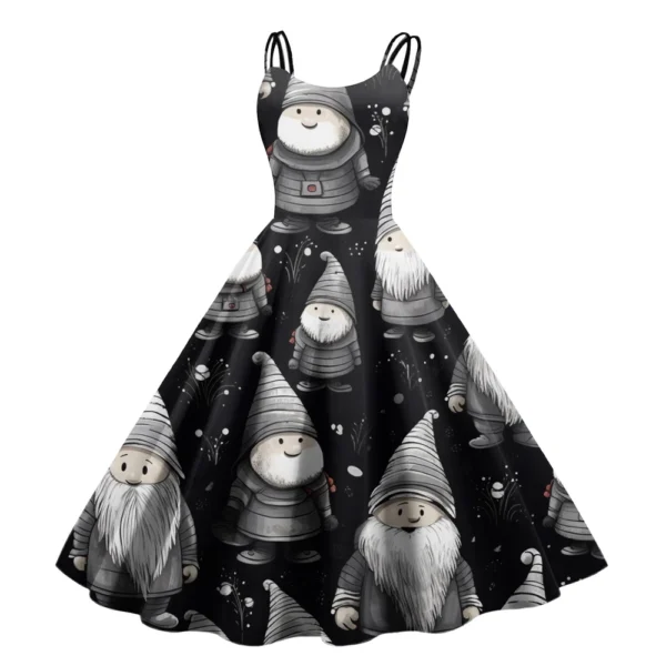 Women's Punk Strapless Printed Gothic Cocktail Sexy Fashion Dress Christmas - Image 7
