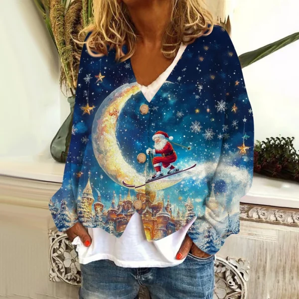 Women's Fashion Short Coat Casual Long Sleeve Printed Single Breasted Plush Top - Image 16