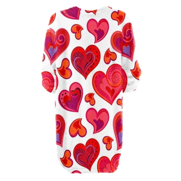 Women's Round Neck Casual Long Sleeve Valentine's Day Plush Gradient Plaid - Image 11