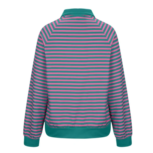Women's Loose Casual Striped Lapel Cardigan Pocket Long Sleeved Jacket fall - Image 4