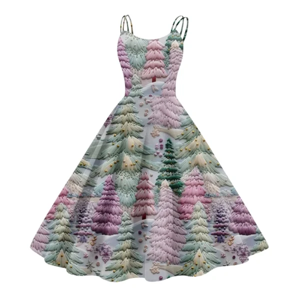 Women's Printed Strapless Gothic Cocktail Punk Sexy Fashion Dress Christmas - Image 6