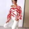 Women's Off-Shoulder Printed Loose Women's Shirt - Image 3