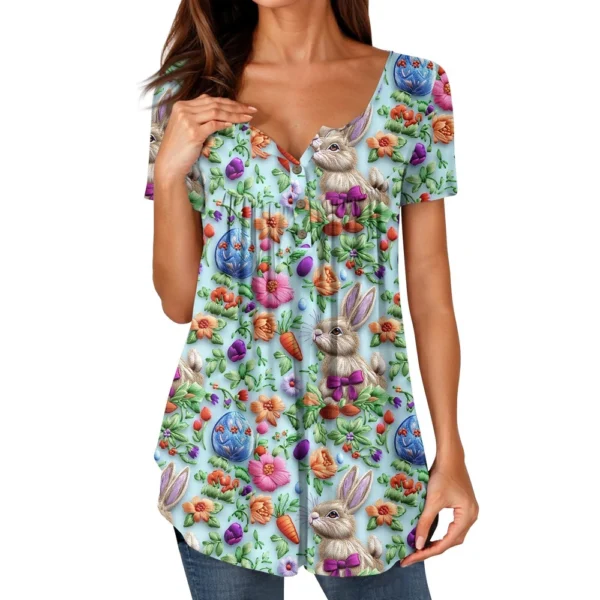 Women's Loose Round Neck Printed Fashion Short Sleeved Casual Daily T-Shirt - Image 34
