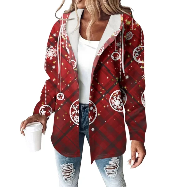Women's Coat Casual And Fashionable Composite Thick And Warm Printed Hooded - Image 3