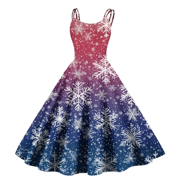 Women's Christmas Fashion Strapless Punk Printed Gothic Cocktail Dress Sexy - Image 3