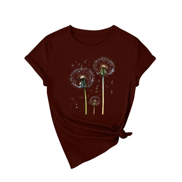 Women's Loose Daily Casual Round Neck Short Sleeved Fashion Printed T-Shirt - Image 29