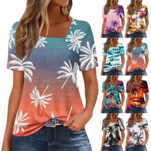 Women's Printed Casual Fashion Loose Daily Short Sleeved Round Neck T-Shirt
