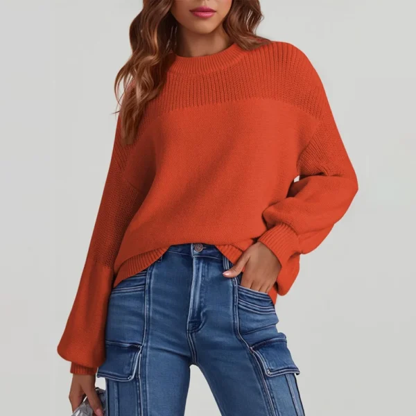 Women's Long Sleeve Winter Season Sweater Sweater Knitted Pullover Round Neck - Image 27