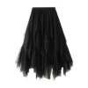 Women's Fashion Casual Solid Color High Waist Ruffle Splicing Mesh Half-body - Image 16