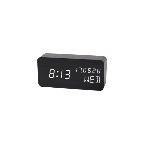 Digital Alarm Clock For Bedroom - Wooden Desk Clock With Date, Day Of The Week - Image 14