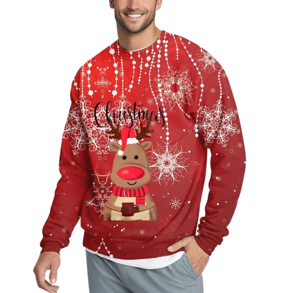 Men's Casual Fashion Comfortable Christmas Printed Round Neck Pullover - Image 14